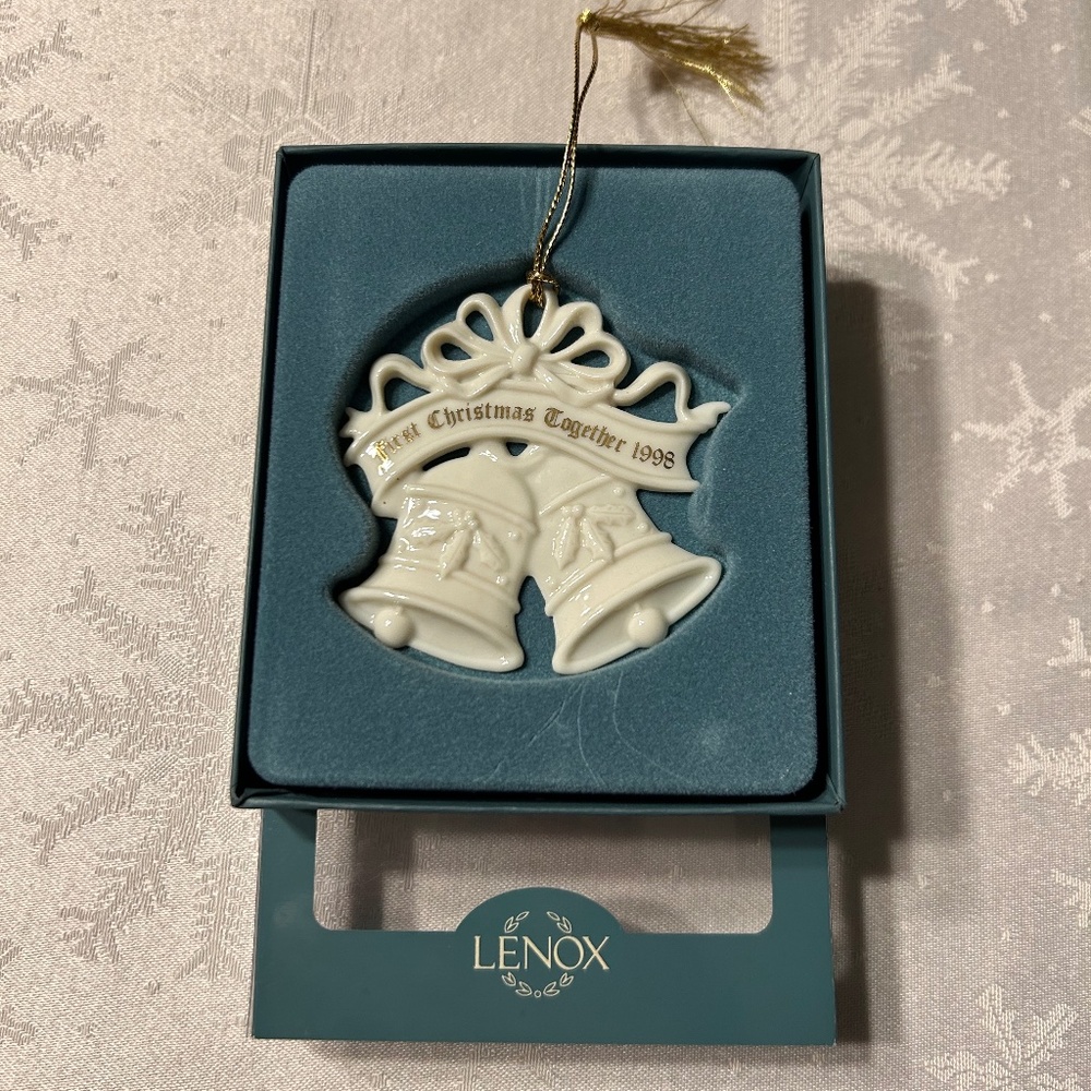 Lenox 1998 First Christmas Together Bell Ornament